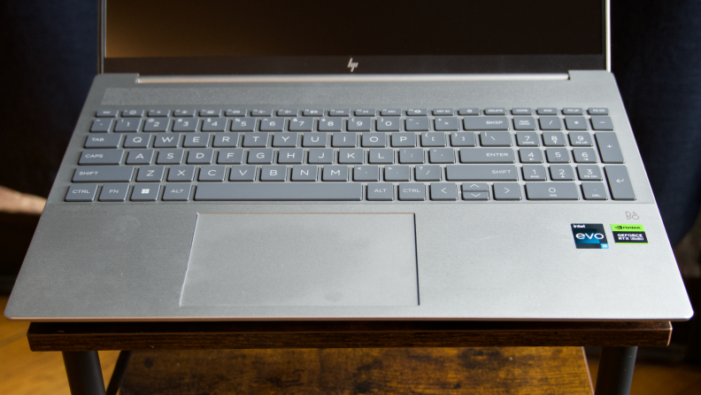 Close-up of the laptop's keyboard.