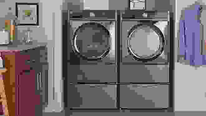 gray washer dryer duo