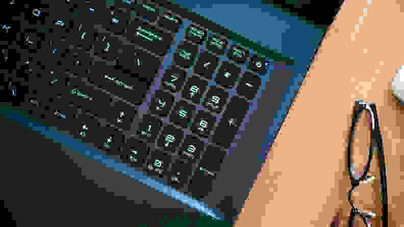 A close up of the numpad on a laptop.