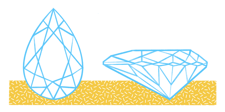 A drawing of a pear diamond