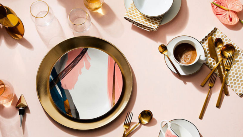 tablescape with pink/peach hues