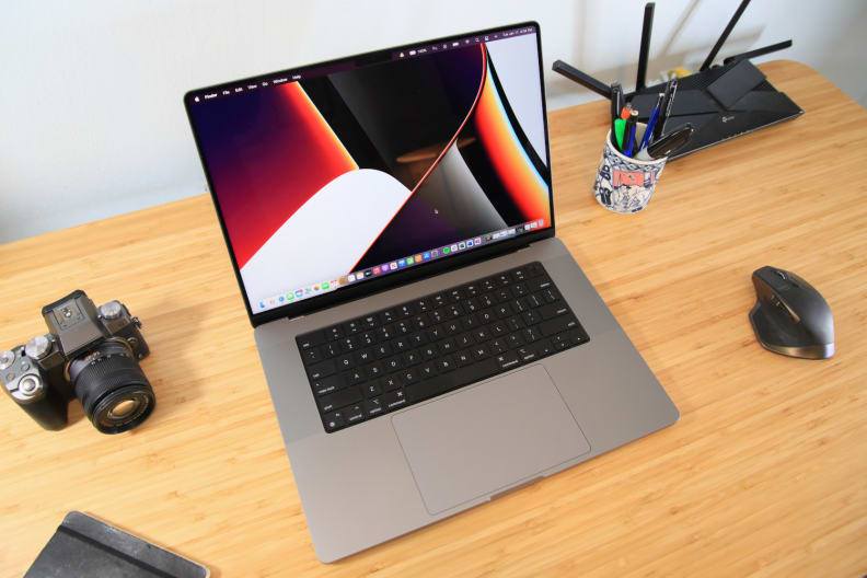 Apple's MacBook Pro 16 M1 Max open on a desk.