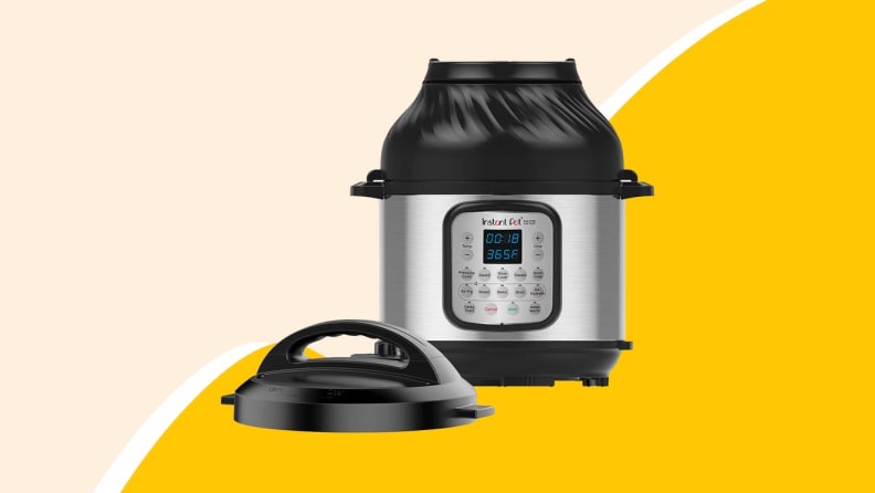 Instant Pot appliance on yellow background