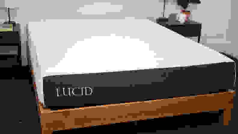 the lucid mattress on a bed frame