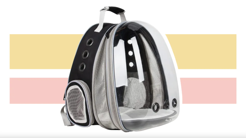 Clear backpack for pets.