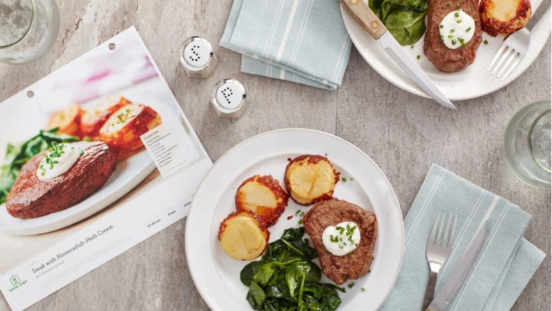 Steak dinner on table