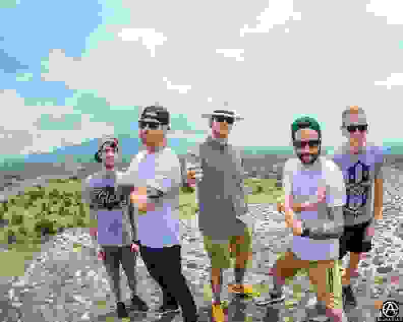 A photo Adam took of A Day to Remember atop a pyramid in Mexico.