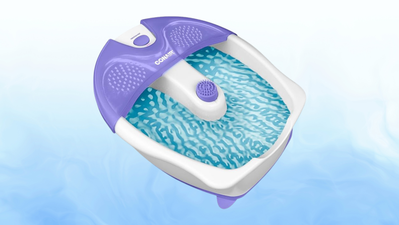 Conair foot spa with blue background.
