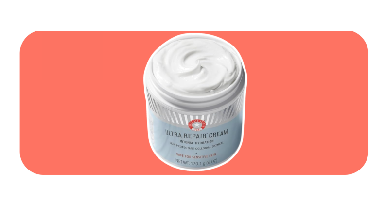 An open jar of the best face moisturizer, First Aid Beauty Ultra Repair Cream