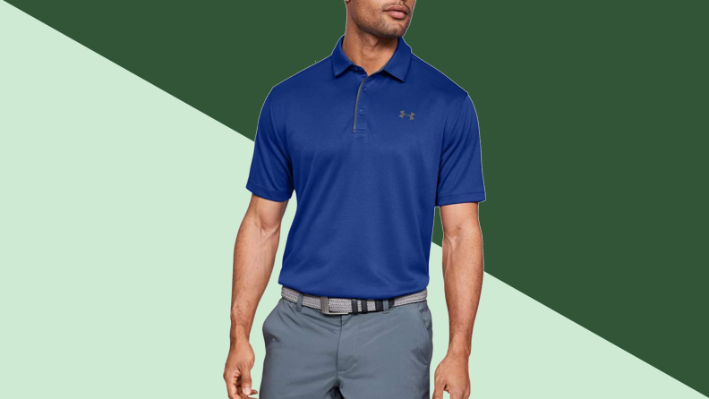 An image of a blue Under Armour polo