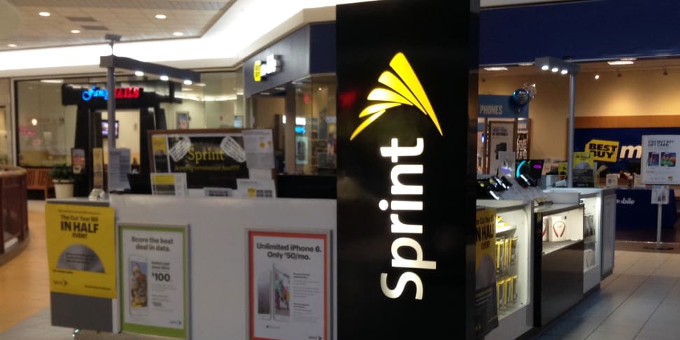 A Sprint kiosk inside a mall