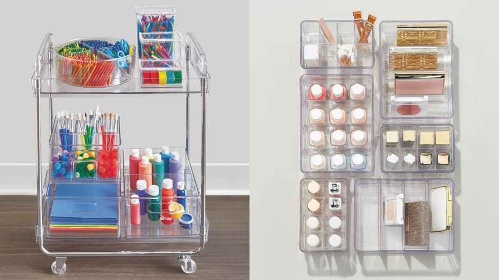 The clear rolling cart and drawer inserts