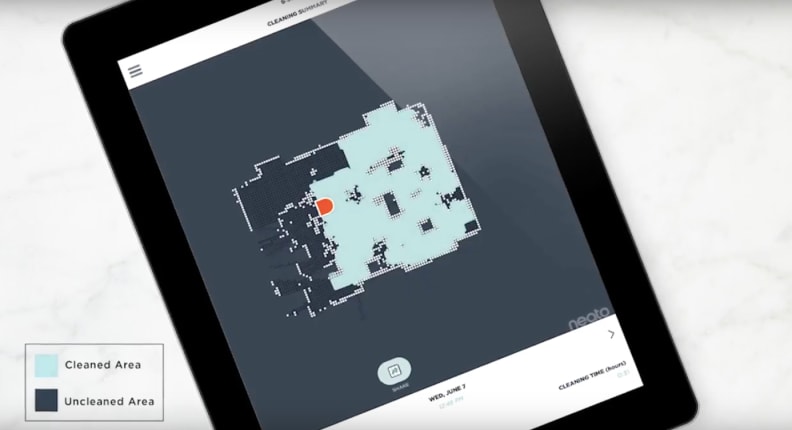 Neato Botvac Connected D7 Coverage Map on Tablet