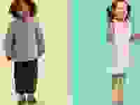 Two children wearing Ten Little retro suede sneakers