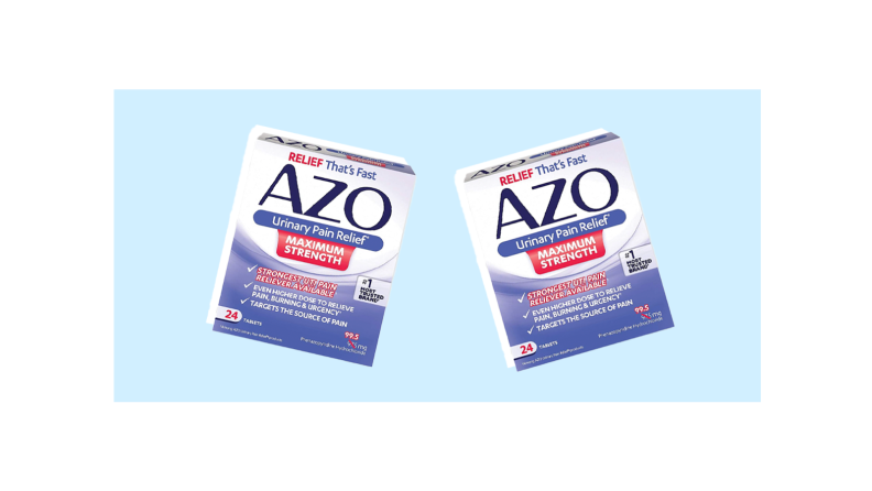 Two boxes of Azo Urinary Pain Relief Maximum Strength pills for urinary tract relief.