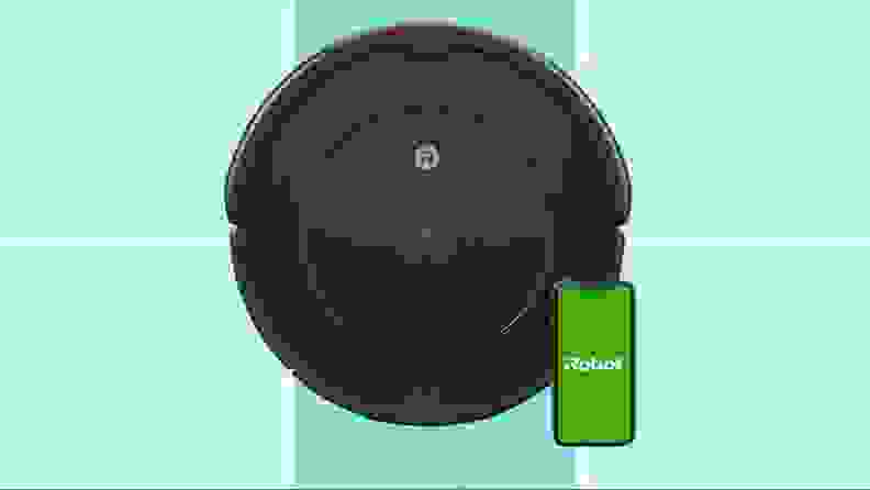 The iRobot Roomba 694 on a green background.