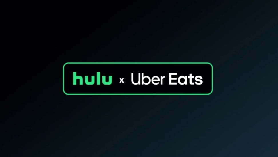 Hulu x Uber Eats logos on dark background