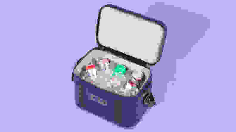 Yeti soft cooler on a purple background