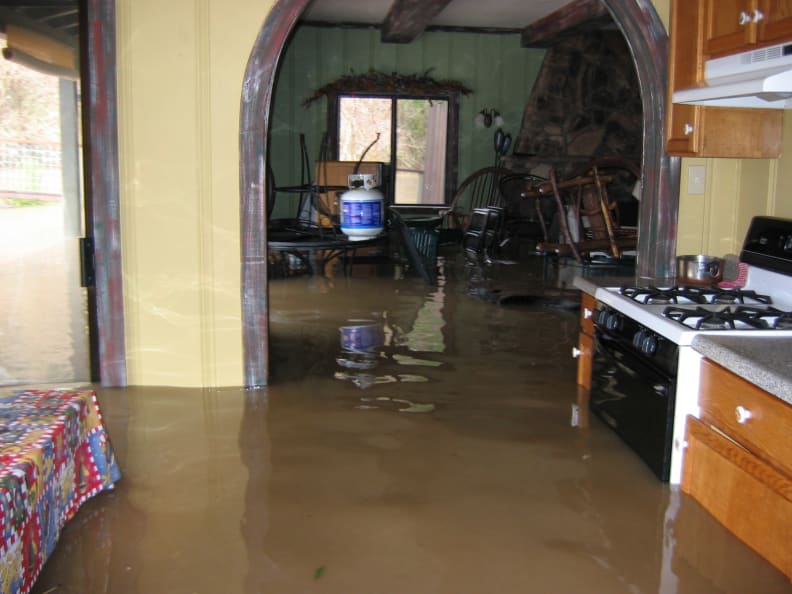 A flooded kitchen