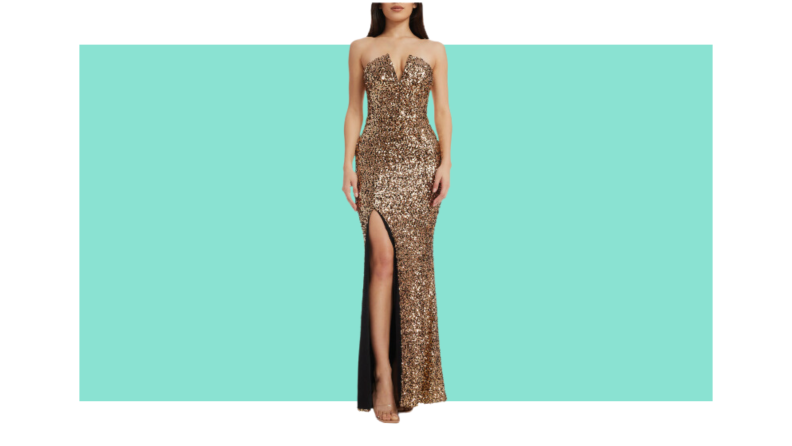 Sequin Strapless Gown
