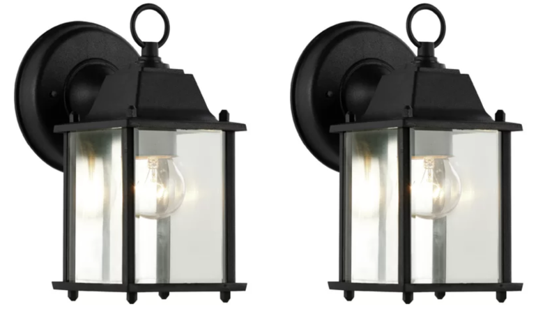 Two images of an outdoor wall lantern