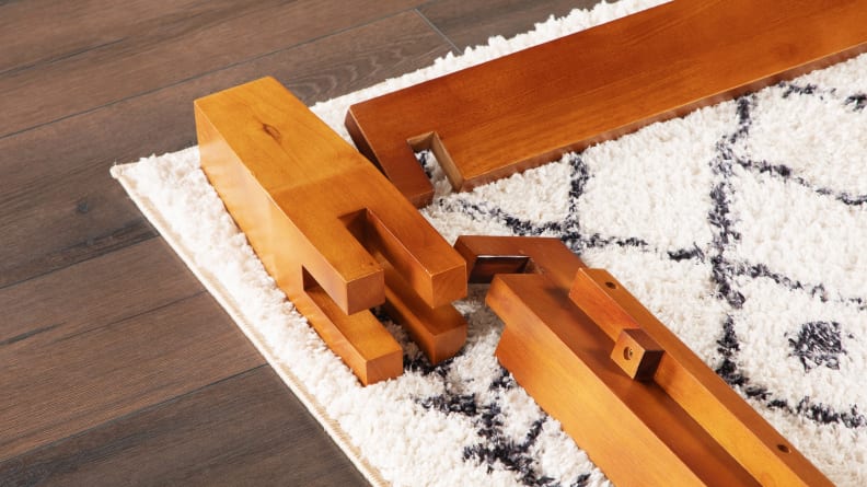 Pieces of the bed frame.