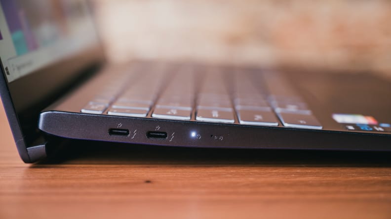 A side-shot of the Prestige's profile and ports.