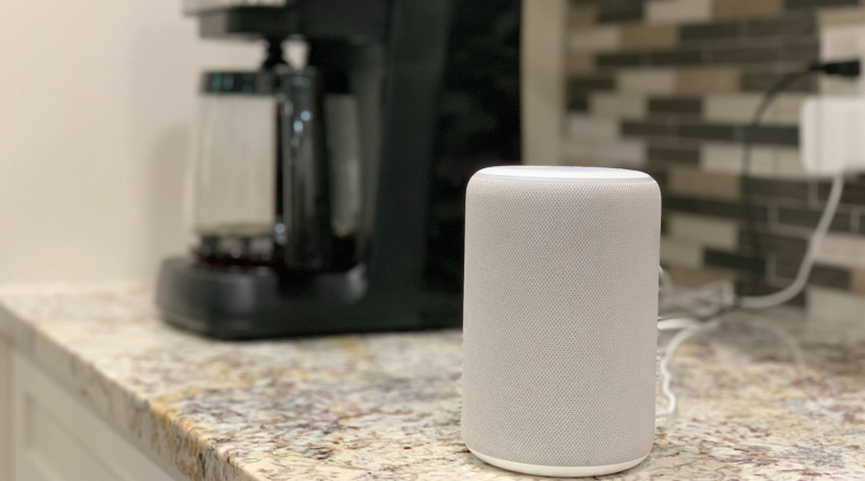 Hamilton Beach Works With Alexa Smart Coffee Maker and an Amazon Echo speaker