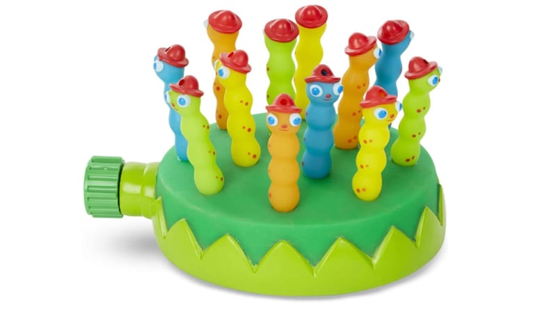 A small sprinkler with tiny caterpillars