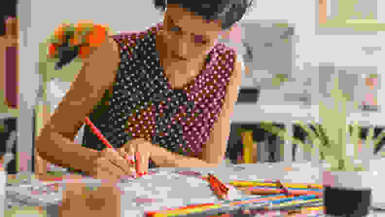 Woman coloring.