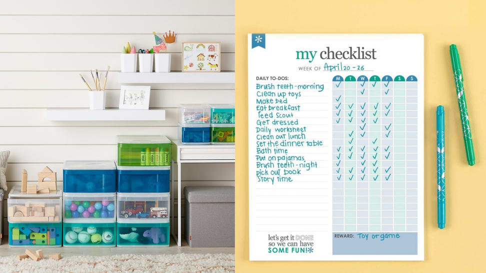 The Container Store drawers and Erin Condren checklist