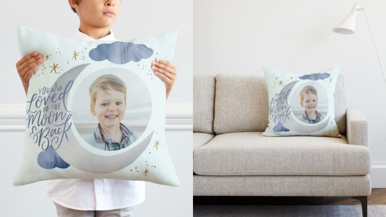 You can put your child's face on this sweet pillow.