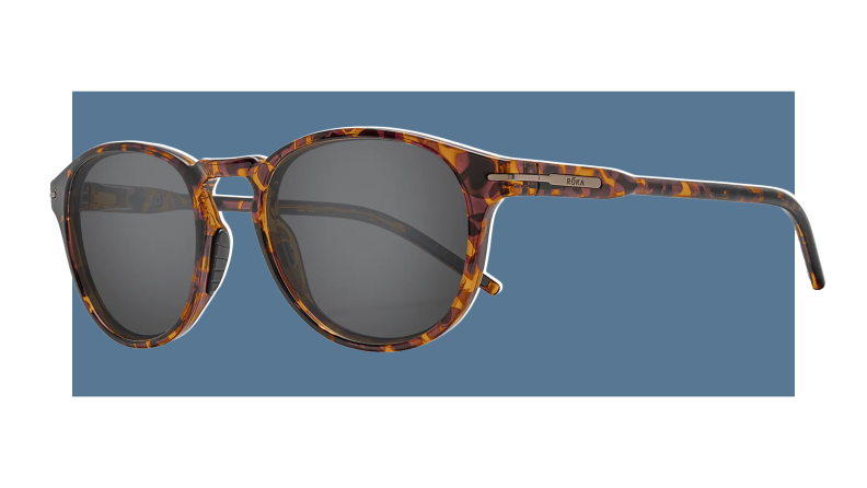 Product shot of the persol tortoise shell sunglasses from Roka.