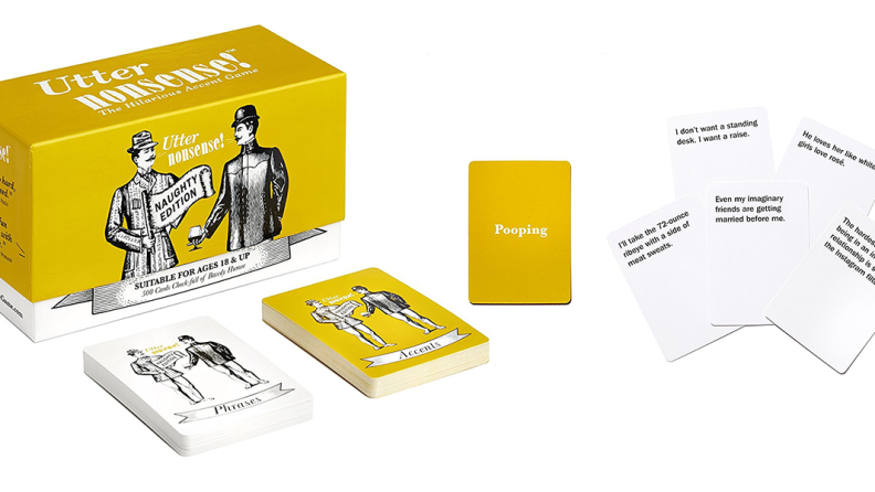 Utter nonsense card game on white background