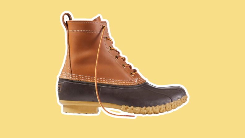 The Original L.L.Bean Boot on a yellow background.