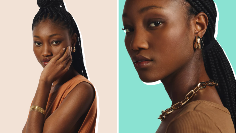 Collage showing jewelry sold at Anthropologie