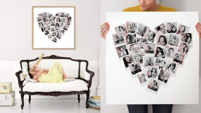 Heart shaped collage in room