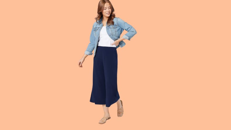 Susan Graver Printed Liquid Knit Pull-On Culotte Pants on QVC