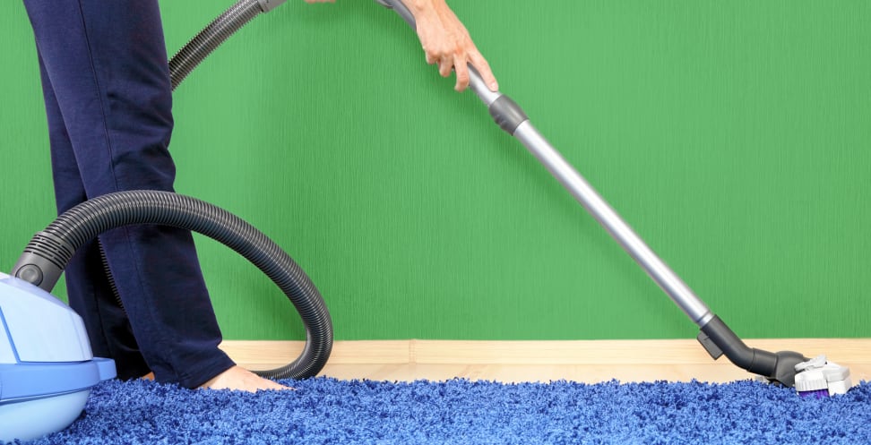 Vacuuming a colorful room