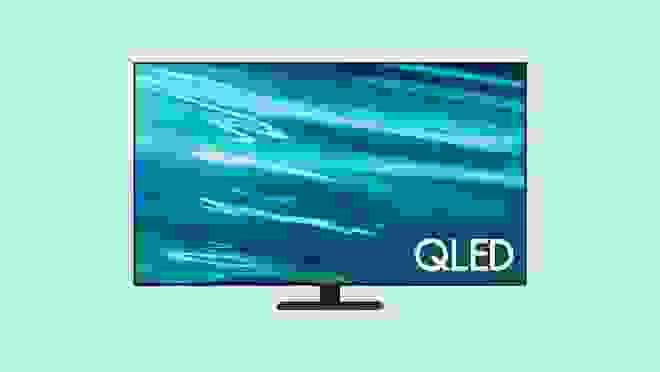 An HD Samsung TV against a blue background.