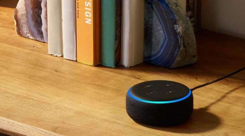 Echo Dot on side table