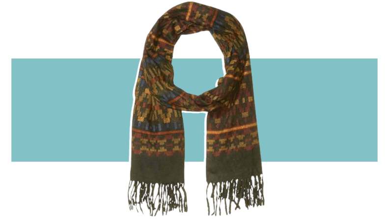 An Andrew Scott winter scarf on a colorful background