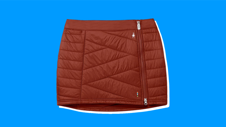 A red puffer mini skirt.