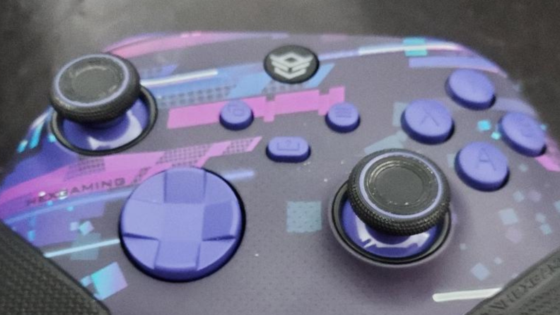 Close-up photo of the buttons of the HexGaming Ultra X Controller.
