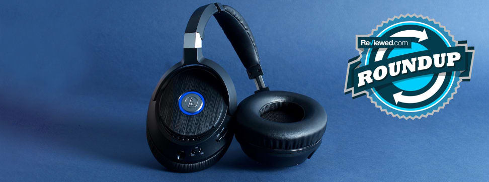 A pair of Audio-Technica headphones with the Reviewed.com Weekly Roundup logo.