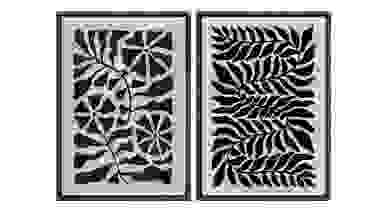SIGNWIN Framed Canvas Black Abstract Floral Print Wall Art