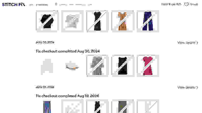 A screenshot from the Stitch Fix website.