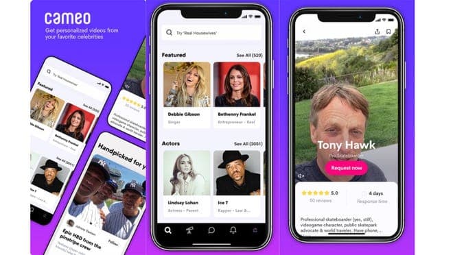 smartphones on purple background