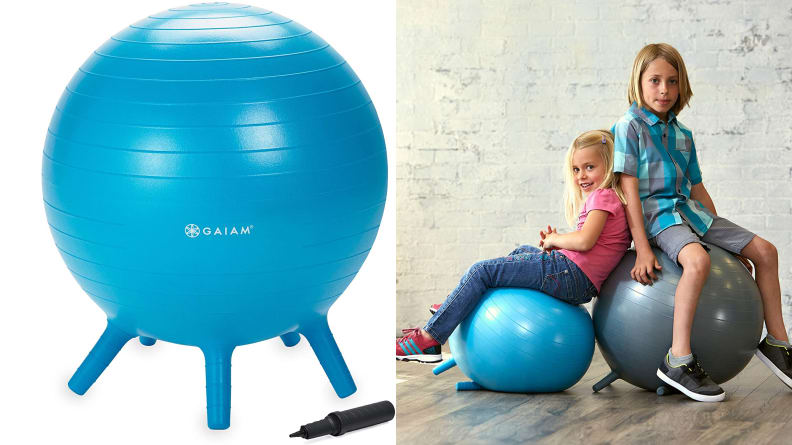  Exercise Balls, Gaiam Kids Wobble Stool Desk Chair -  Alternative Flexible Seating Balance Wiggle Chair