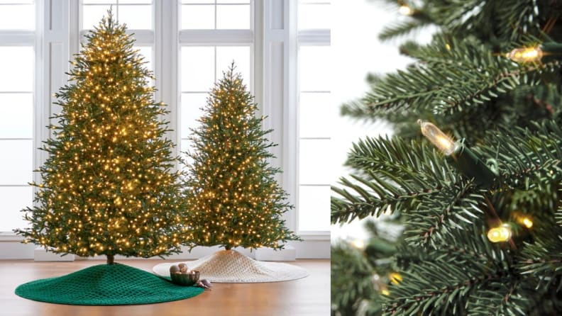 There are more than 1,000 warm LED lights on each of these faux trees.